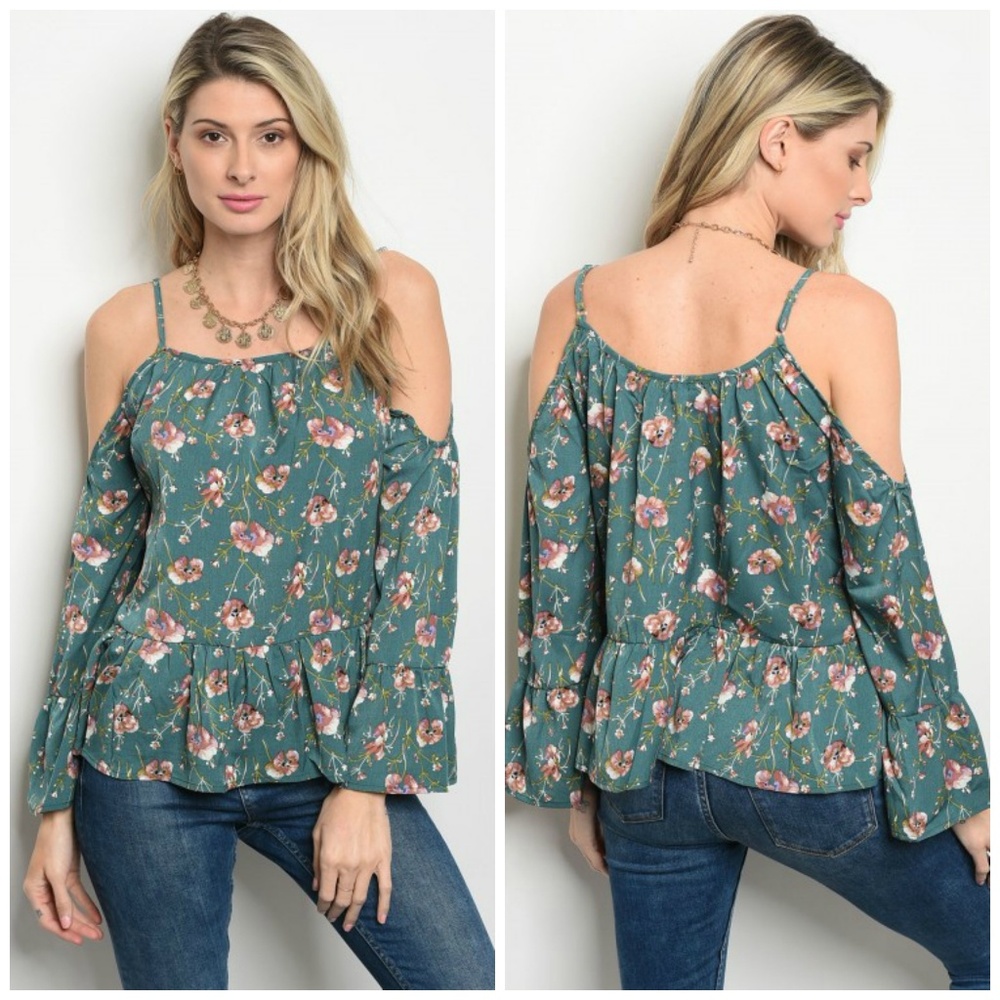 Floral Boho Cold Shoulder Top {Boutique}